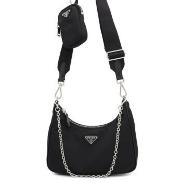 Prada Re Edition Nylon Shoulder Bag Black s - Picture 1 of 8